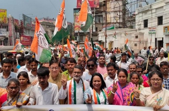 Tripura Congress kicked off By-Poll Campaigning with a massive rally at Town Bordowali Constituency: Candidate Asish Saha called BJP a ‘420 Party’ Tripura Congress kicked off By-Poll Campaigning with a massive rally at Town Bordowali Constituency: Candidate Asish Saha called BJP a ‘420 Party’